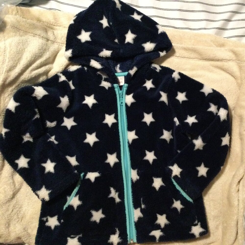 Hanna Andersson Jacket Marshmallow Zip Hoodie Fluffy Fleece Size 120/US 6-7 VGUC